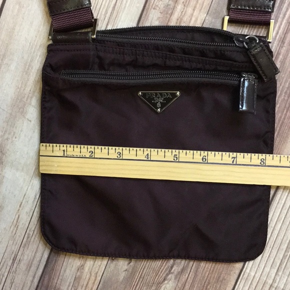 Vintage Authentic Prada Tessuto Nylon Crossbody Bag in Dark Plum/Brown - Picture 10 of 12